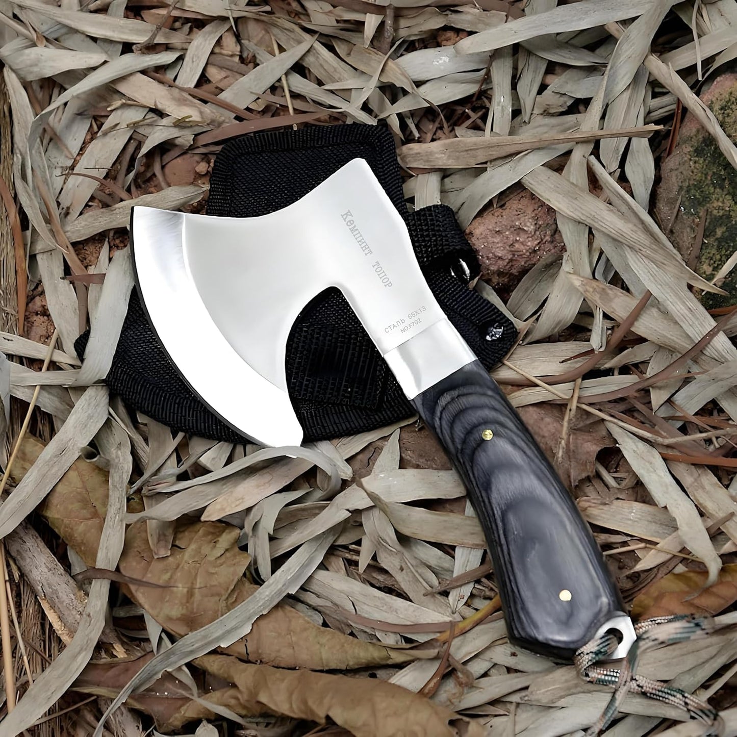 Omesio Mini Survival Axe, Small Outdoor Hatchet, Full-Tang Hand Axe 22.2 cm