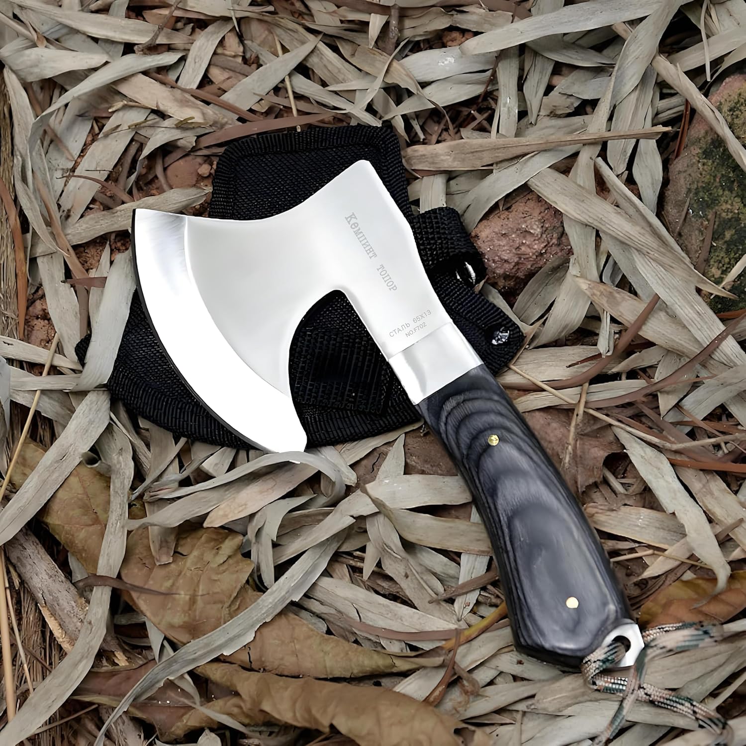 Omesio Mini Survival Axe, Small Outdoor Hatchet, Full-Tang Hand Axe 22.2 cm