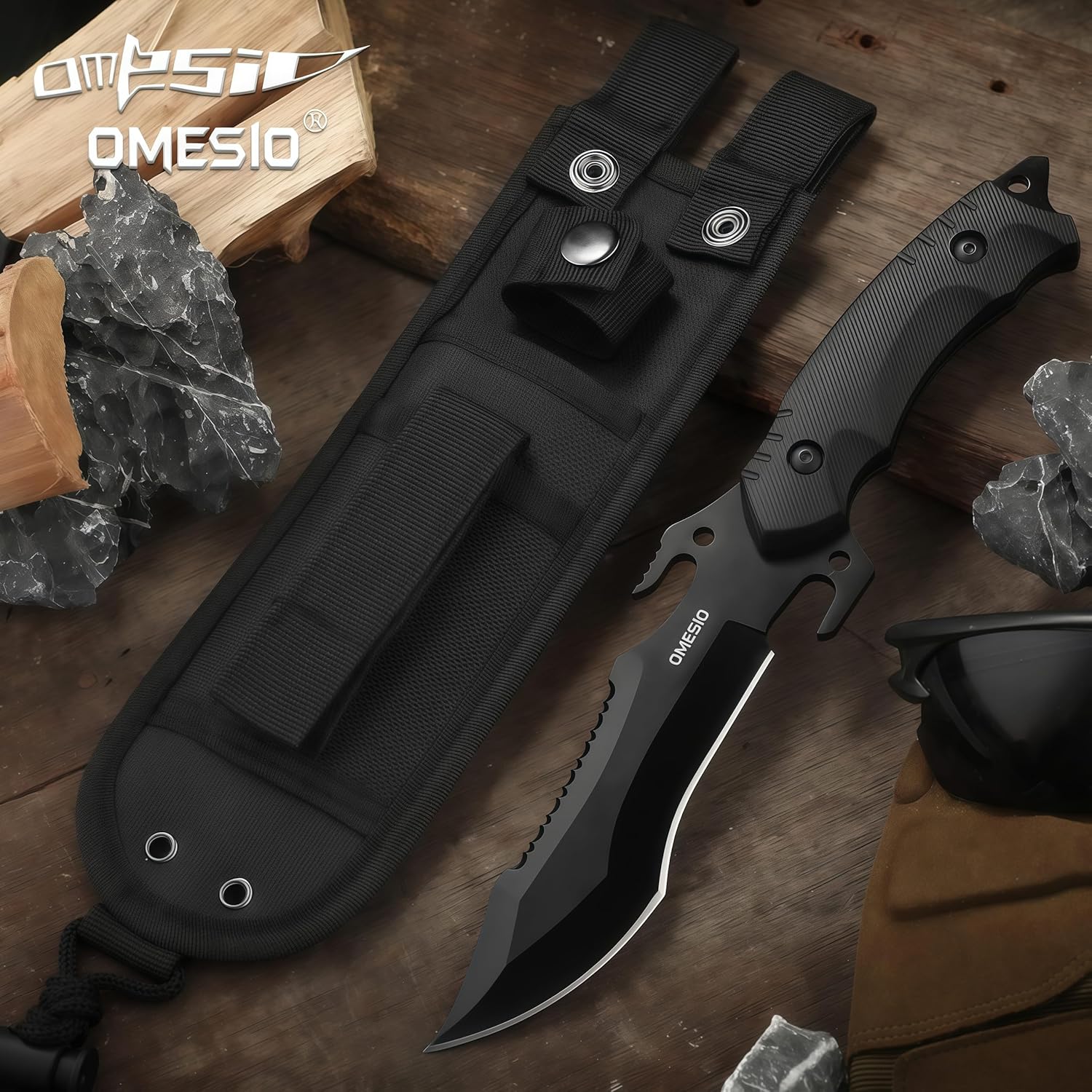 Omesio   L-MS11 with Fixed Blade Knife Sheath Hunting knife 5CR14MOV Steel