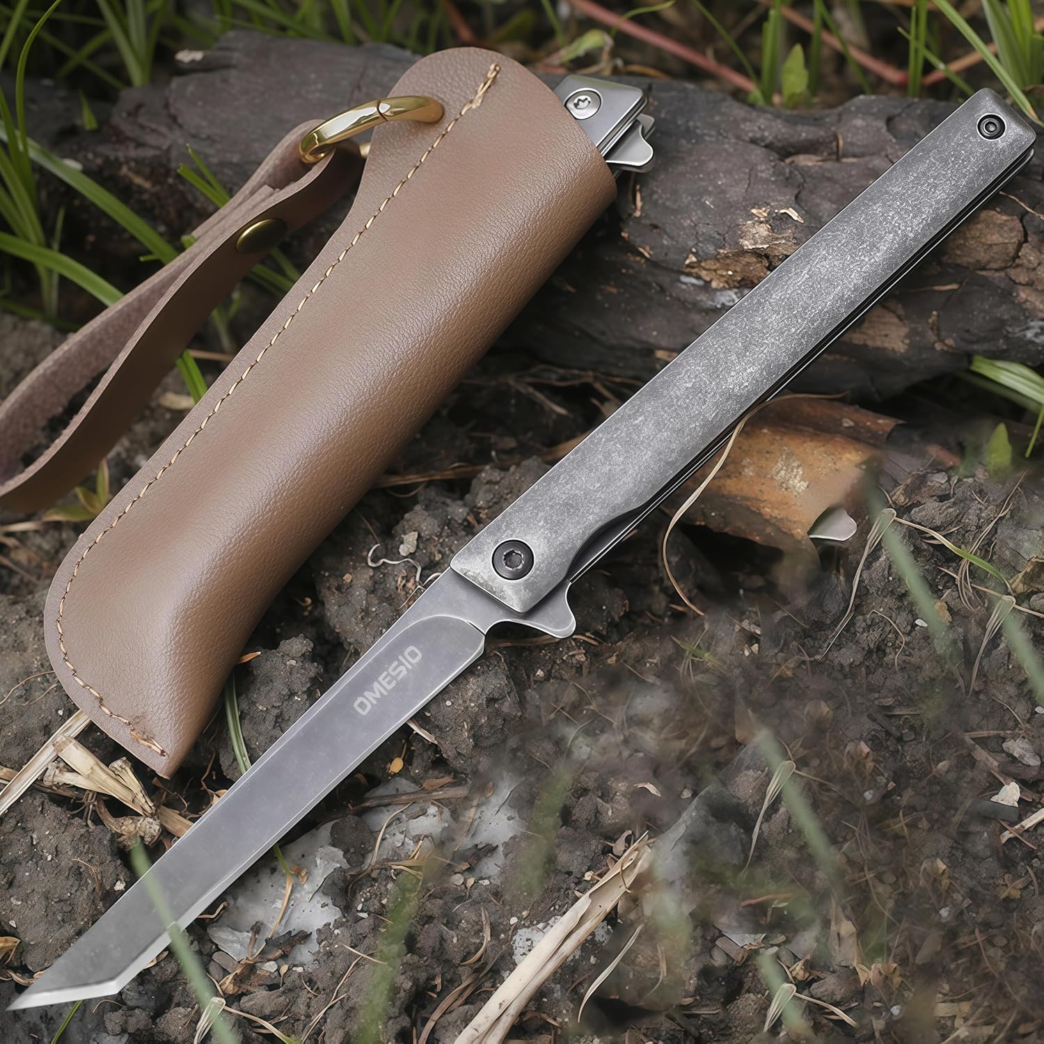 Omesio EDC Slim Tanto Knife | Liner Lock & Flipper Open