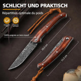 Omesio Heritage Damascus Folding Knife | VG10 Steel & Handcrafted Wood Handle