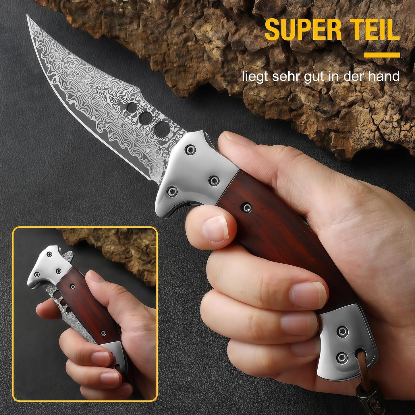 Omesio Hand-Forged Damascus Folding Knife – 67 Layers of VG10 Steel