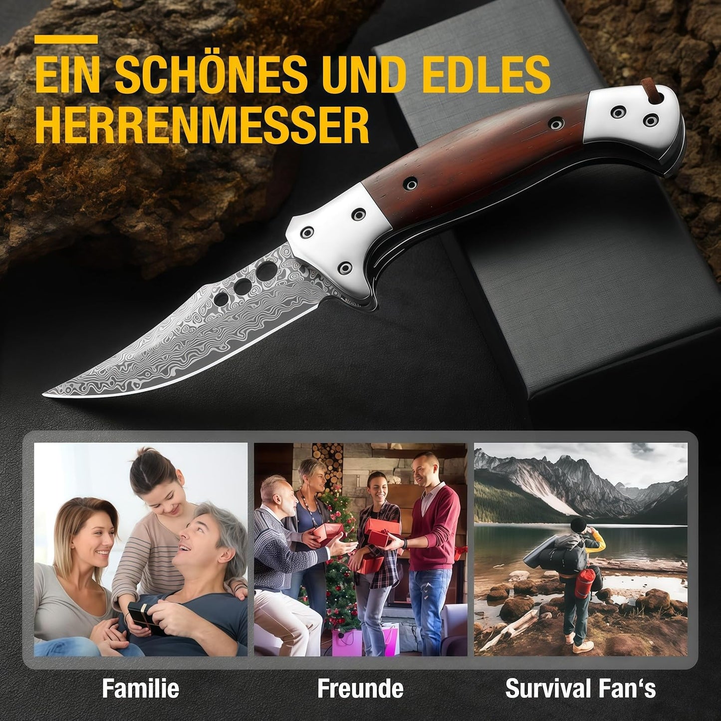 Omesio Hand-Forged Damascus Folding Knife – 67 Layers of VG10 Steel