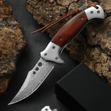Omesio Hand-Forged Damascus Folding Knife – 67 Layers of VG10 Steel