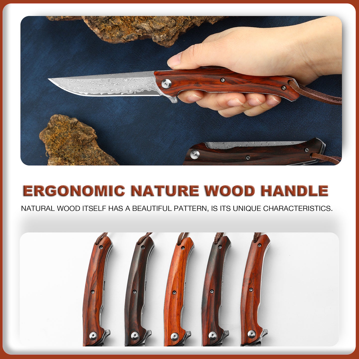 Omesio Handcrafted Damascus Steel Folding Knife