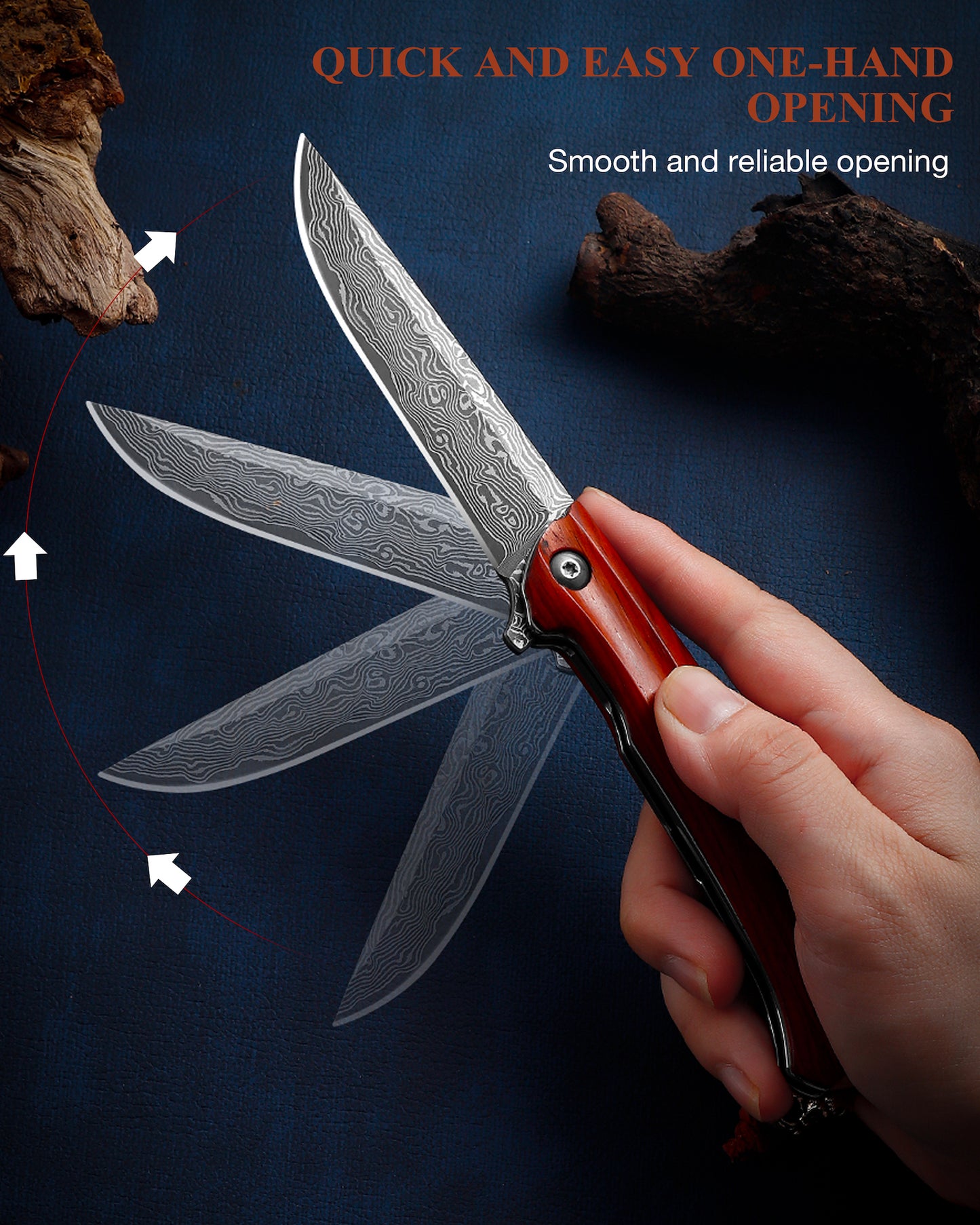 Omesio Handcrafted Damascus Steel Folding Knife