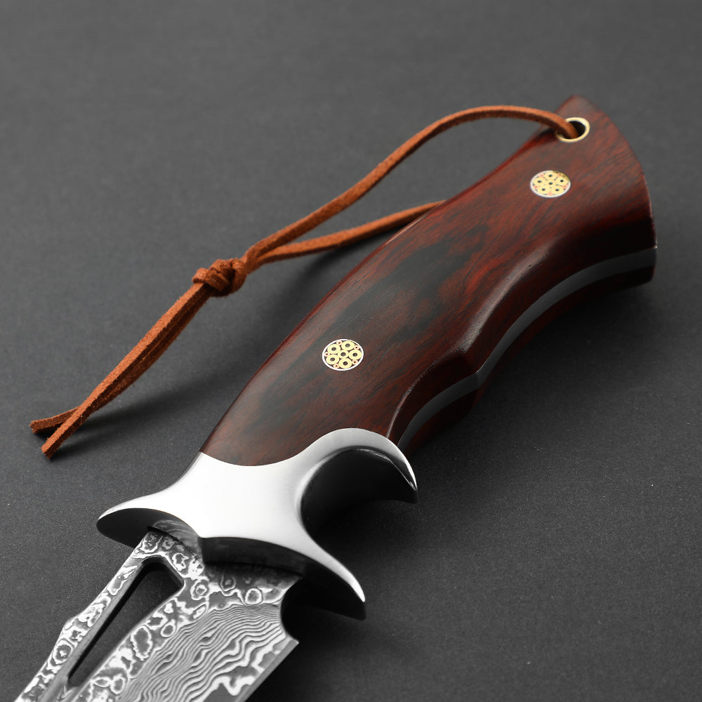 Coltello a lama fissa in acciaio Damasco Full Tang Omesio