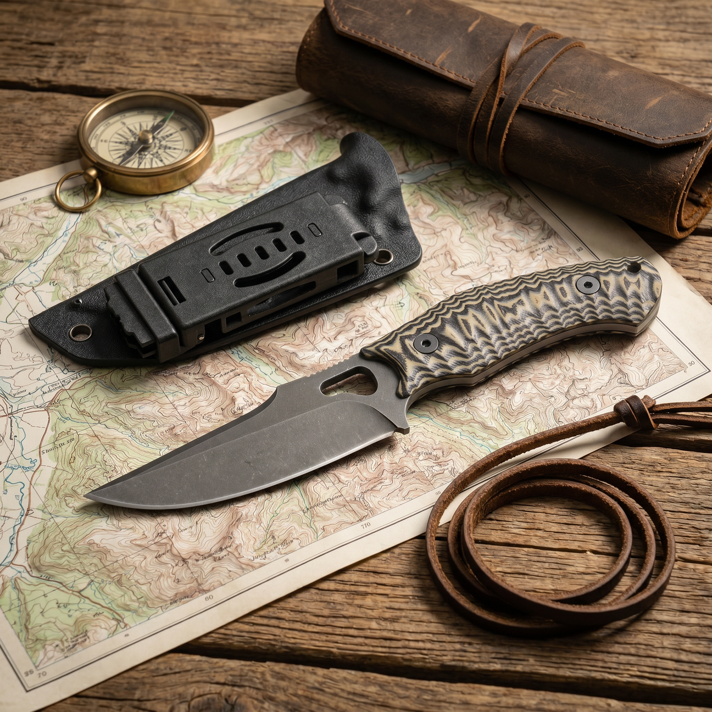 Omesio Fixed Blade Pocket Knife Dual Color G10 Handle Camp Gear