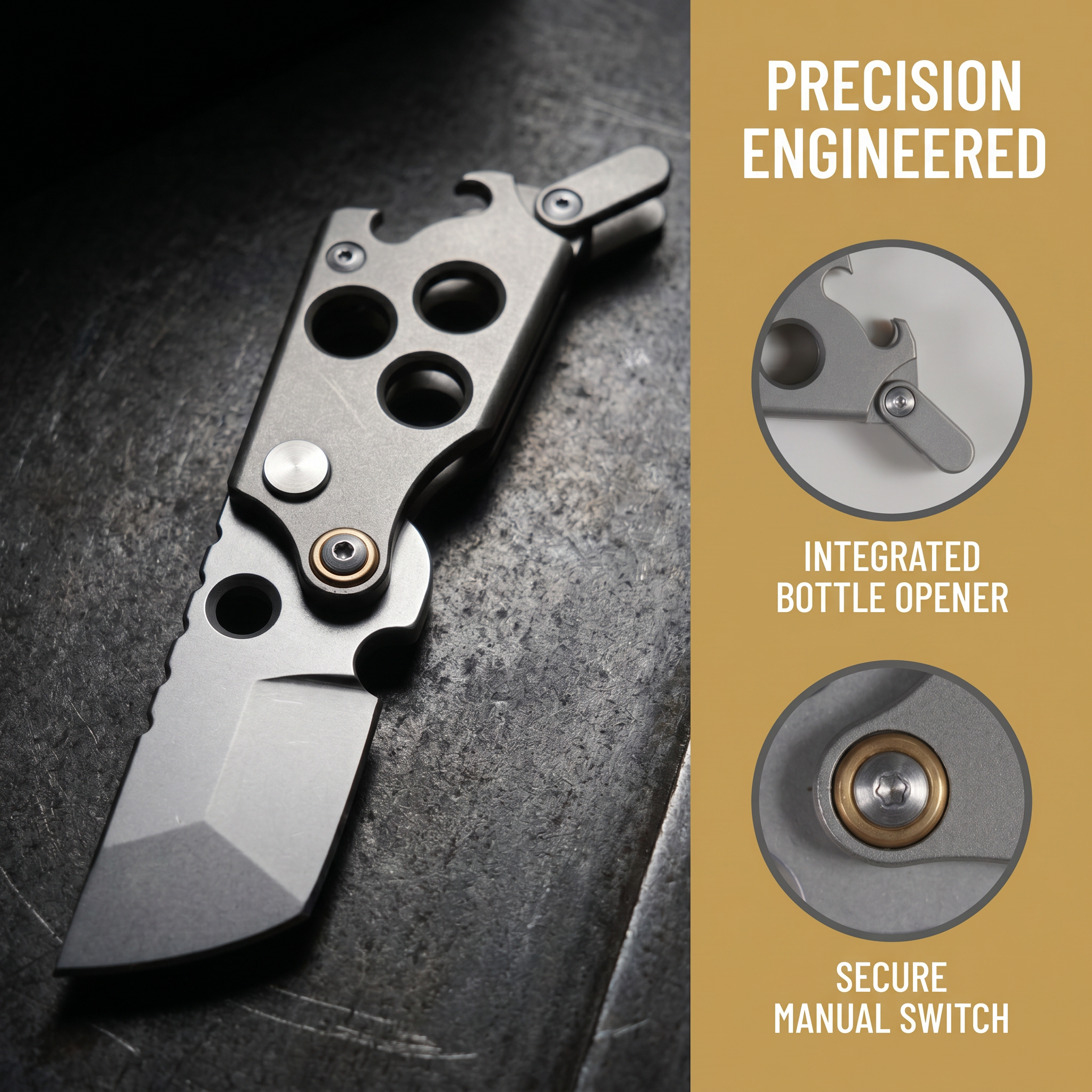 Omesio Retractable Folding Pocket Knife with Keychain Bottle Opener