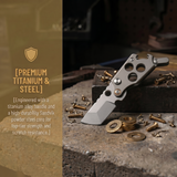 Omesio Retractable Folding Pocket Knife with Keychain Bottle Opener