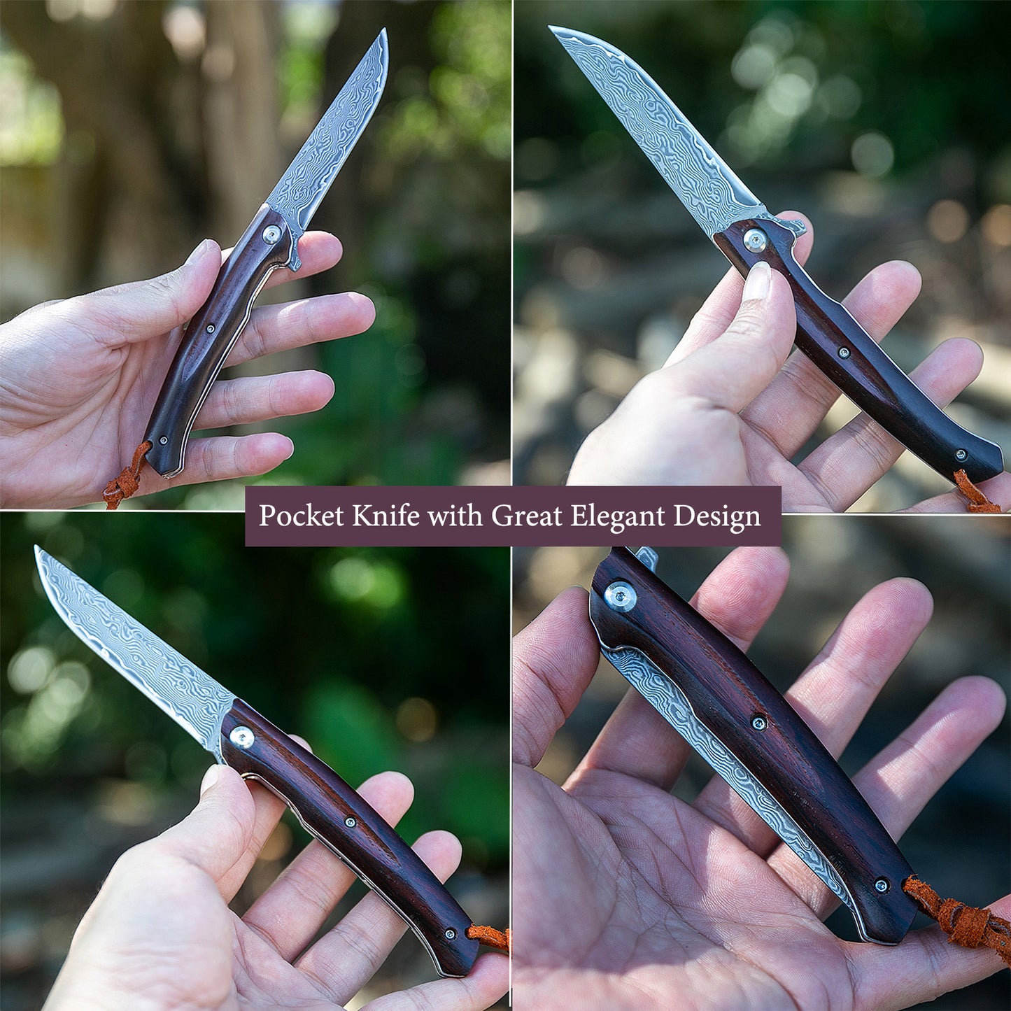 Omesio Handcrafted Damascus Steel Folding Knife